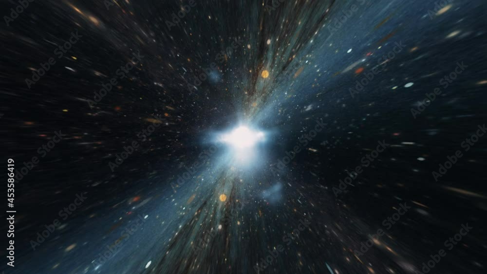 Poster abstract hyperspace tunnel through space blue orang warp time vortex.4k 3d loop sci-fi interstellar 