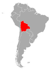 Karte von Bolivien in Südamerika