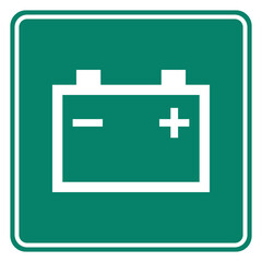Autobatterie und Schild