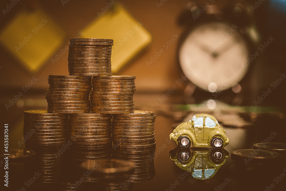 Poster gold coins stacks is representing riches and wealth management. coin stack growing and find out the 