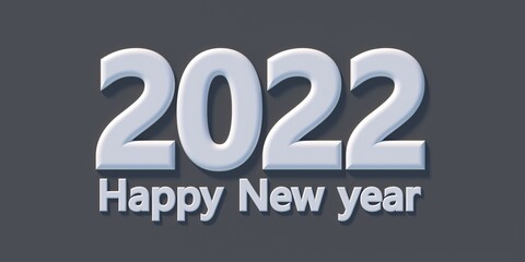 2022 Happy new year, white text against orange color background, Happy new year greeting card. 3d illustration