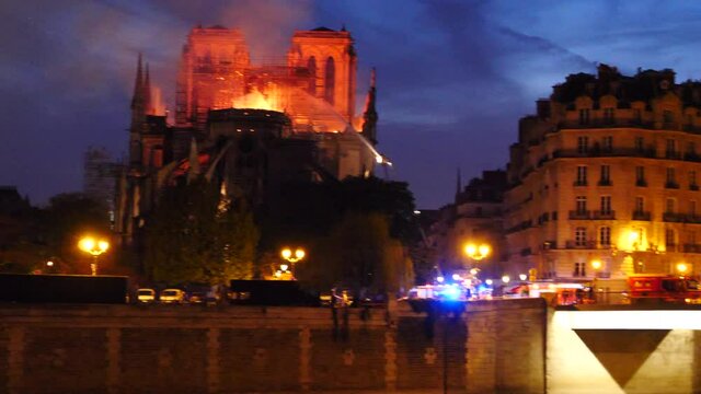 Notre Dame de Paris, burning during the night, the 15th April 2019.