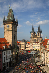View of Church of Our Lady before Týn and Old town Hall, Prague, Czech Republic