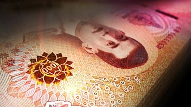 Thai Baht money counting. Paper THB banknotes. Fast cash note count macro loop. Business and economy in Thailand loopable and seamless concept.