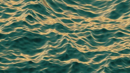 Water waves with nice sun reflections 3d rendered background 