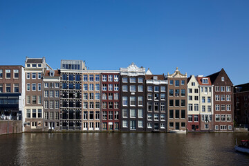 Naklejka premium Typical architecture of Amsterdam buildings, Netherlands