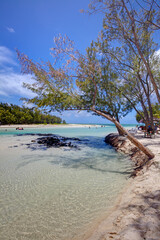 The clear water and white beaches in Ile aux Cerfs, Mauritius