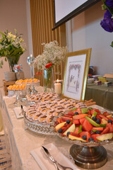 luxury wedding rom banquet sit down muslim buffet party catering with flower decoration fusion...