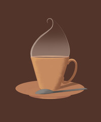 Hand drawn illustration. Cup of coffee. Drink design. Cards, poster, stickers.
