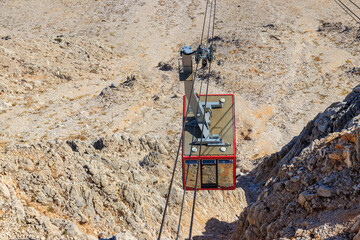 Cable car on ropeway leading to a top of Tahtali mountain in Antalya province, Turkey