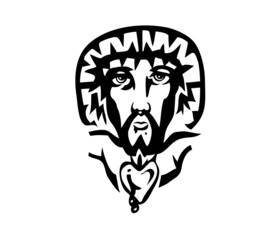 The face of the Lord Jesus on the Cross, art vector design
