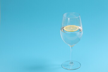 Drinking glass of water.