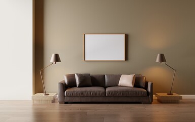 modern living room with sofa and lamp.3d rendering