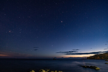 男鹿市のマジックアワーと星空