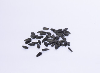 sunflower seeds on white background