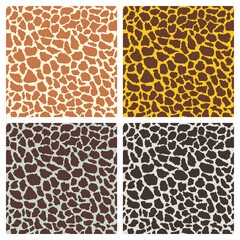 Vector Giraffe Print, Seamless Pattern Set. Fashion Animal Design, Giraffe Skin Template for Print, Apparel, Textile. Hand Drawn Giraffe Dots