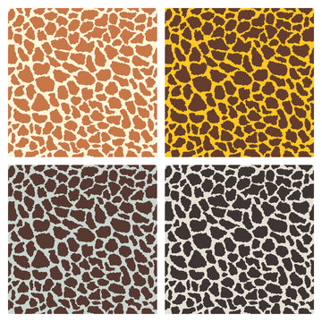 Vector Giraffe Print, Seamless Pattern Set. Fashion Animal Design, Giraffe Skin Template for Print, Apparel, Textile. Hand Drawn Giraffe Dots