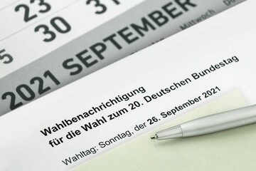 Wahlbenachrichtigung zur Bundestagswahl am 26. September 2021