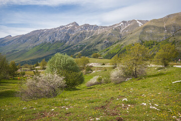 Panoramic view of Gran Sasso massif in the spring season 