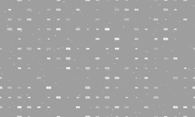 Seamless background pattern of evenly spaced white money bundle symbols of different sizes and opacity. Vector illustration on grey background with stars