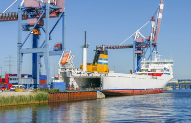Naklejka premium Ferry harbour in Travemuende