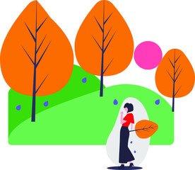 child playing with trees