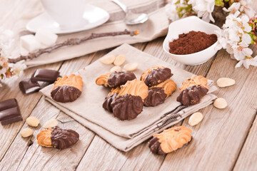 Fototapeta na wymiar Butter cookies with chocolate.