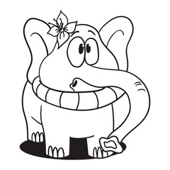 elephant stuck in a lifebuoy. coloring book