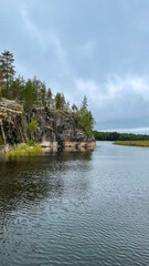 Islands with forest and rocks on Lake Ladoga