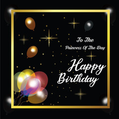 Happy Birthday Greeting Card Black Background Stock Illustrations