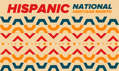 Fototapeta na wymiar National Hispanic Heritage Month in September and October. Hispanic and Latino Americans culture. Celebrate annual in United States. Poster, card, banner and background. Vector illustration