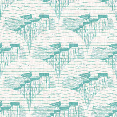 Aegean teal hermit crab linen nautical texture background. Summer coastal living style home decor. Cute sea life animal creature design. Aqua turquoise blue washed textile seamless ocean pattern.