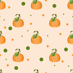 Autumn pattern with pumpkins, print for fabric, warm colors