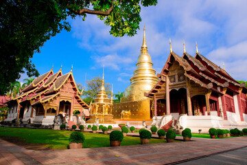 Fototapeta premium Wat Phra Sing and buddhist temple, Chiang Mai Province, Thailand.