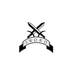 cross sword silhouette, black sword logo is suitable for your business,