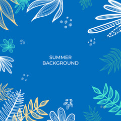 Fototapeta na wymiar Abstract blueish creative universal artistic hand drawn minimal floral templates. Good for colorful poster, card, invitation, flyer, cover, banner, placard, brochure and summer background.