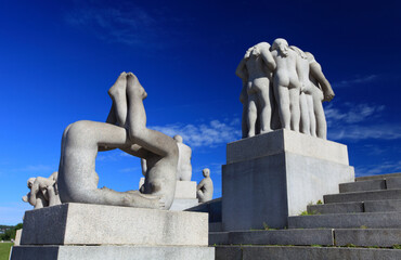 Fototapeta na wymiar sculptures in Vigeland Sculpture Park, Frogner park, Oslo