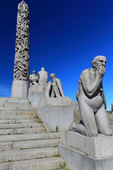 Fototapeta na wymiar The monolith in Vigeland Sculpture Park, Frogner park, Oslo