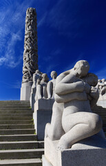 Fototapeta na wymiar The monolith in Vigeland Sculpture Park, Frogner park, Oslo