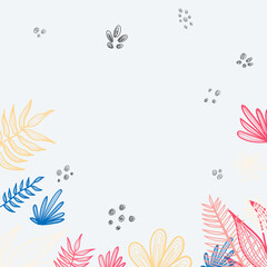 Abstract beige foliage boho creative universal artistic hand drawn minimal floral templates. Good for colorful poster, card, invitation, flyer, cover, banner, placard, brochure and summer background.