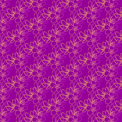 Hand drawn sakura isolated on purple background. Cute flower ornament. Vector illustration.