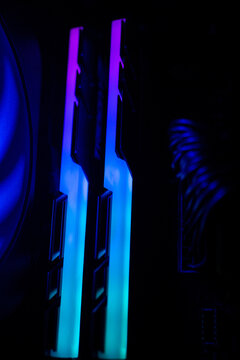 Closeup shot of a colorful computer cooler parts