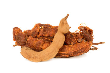 Tamarind fruits isolated on white background.