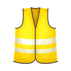 Yellow Vest with Reflective Stripe as Safety Equipment Vector Illustration
