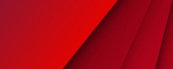Abstract red banner background with 3d overlap layer and wave shapes 