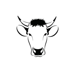 Vector of cow head on a white background. mammal. Animals. cow head logos or icons. Easy editable layered vector illustration. For beef farms or dairy farms.