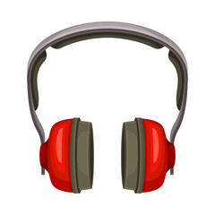 Red Earmuffs or Ear Defenders as Safety Equipment Vector Illustration