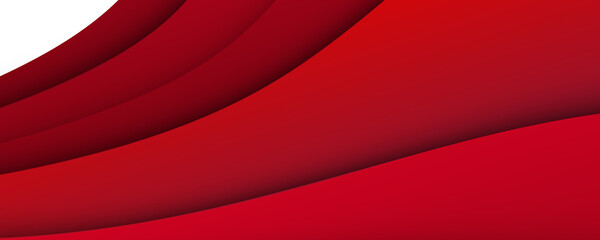 Red abstract 3d wide banner background with overlap layer. Abstract banner design web template. Horizontal header web banner. Modern Geometric Red Triangle cover header background for website. 