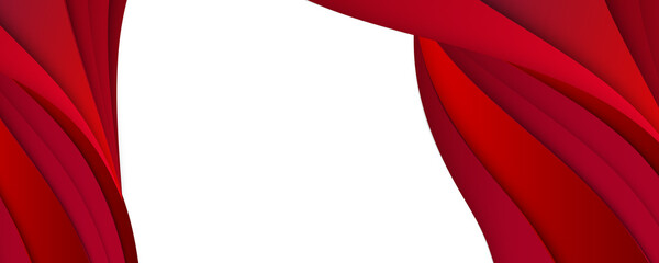 Abstract red 3d banner background with overlap layer and wave shapes. Wide Abstract modern futuristic, technology business background. Hi tech digital communication.