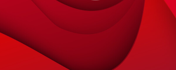 Abstract red 3d banner background with overlap layer and wave shapes. Wide Abstract modern futuristic, technology business background. Hi tech digital communication.